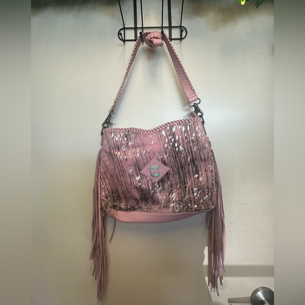 Myra Bag Dusty Pink Sequin Fringe Shoulder Bag